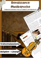 Vorschau - Arbeitsblätter - Renaissance Musik: Formen, Merkmale, Komponisten - Deckblatt