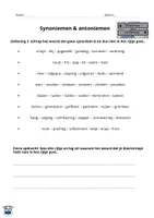 Voorbeeld - Synoniemen & antoniemen - Pagina 1