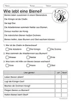 Vorschau - Arbeitsblätter - Lesen & Verstehen - Die Biene - Leseförderug für Leseanfänger (Klasse 1-2) - Seite 1