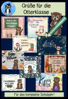 Vorschau - Mal- und Bastelvorlagen - Grußkarten Otterklasse – Klassentier Otter zu Ostern, Weihnachten, Halloween, Neujahr & Ferien - Deckblatt