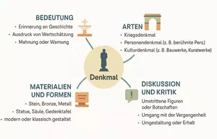 Vorschau - Arbeitsblätter - AB mit Fragen zum Thema "Denkmal" + Lösungsblatt + Mindmap + Infografik - Seite 2