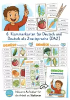 Vista previa - Unidades / Secuencias / Situaciones de Aprendizaje - GEMÜSE Deutsch / Alemán Klammerkarten (Clip Cards) - página 1