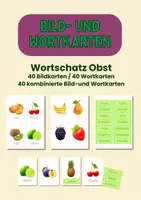 Vorschau - Arbeitsblätter - 40 Bildkarten und 40 Wortkarten zum Wortschatz Obst - Deckblatt