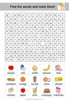 Vorschau - Arbeitsblätter - food and drinks - word search - Seite 2
