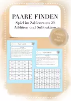 Vorschau - Spiele - "Paare finden" Rechenspiel Zahlenraum 20 Addition / Subtraktion - Deckblatt