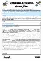 Vista previa - Hojas de trabajo - COURRIEL INFORMEL – CHOIX DE FILIÈRE (Conjugaison) - página 1