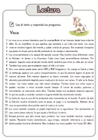 Vista previa - Hojas de trabajo - Comprensión lectora – Vaca + soluciones - página 1