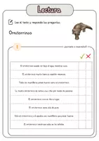 Vista previa - Hojas de trabajo - Comprensión lectora – Ornitorrinco + soluciones - página 2