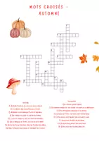 Aperçu - Feuilles d'exercices - Mots croisés AUTOMNE + Solution - Activité ludique en classe - Page 1