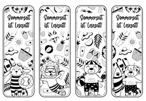 Vorschau - Mal- und Bastelvorlagen - Sommer | Lesezeichen zum Ausmalen - Seite 1