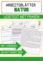 Vorschau - Arbeitsblätter - Natur Arbeitsblätter mit Fragen + Lösungen Leseverstehen und Wortschatz - Seite 1