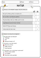 Vorschau - Arbeitsblätter - Natur Arbeitsblätter mit Fragen + Lösungen Leseverstehen und Wortschatz - Deckblatt
