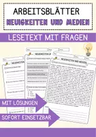 Vorschau - Arbeitsblätter - Neuigkeiten und Medien Arbeitsblätter mit Fragen + Lösungen Leseverstehen und Wortschatz - Deckblatt