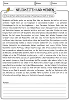 Vorschau - Arbeitsblätter - Neuigkeiten und Medien Arbeitsblätter mit Fragen + Lösungen Leseverstehen und Wortschatz - Seite 1