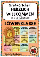 Vorschau - Bildkarten - Grußkärtchen - HERZLICH WILLKOMMEN in der Löwenklasse! - Deckblatt