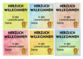 Vorschau - Bildkarten - Grußkärtchen - HERZLICH WILLKOMMEN in der Löwenklasse! - Seite 1