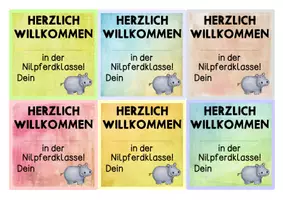 Vorschau - Bildkarten - Grußkärtchen - HERZLICH WILLKOMMEN in der Nilpferdklasse! - Seite 2