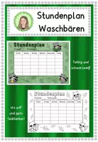 Vorschau - Anderer Materialtyp - Stundenplan (editierbar) Klassentier "Waschbär" - Waschbärenklasse - Deckblatt