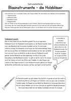 Vorschau - Arbeitsblätter - Blasinstrumente Informationstext und Arbeitsblatt - Seite 1