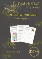 Vorschau - Unterrichtsreihen - Arbeitsblätter Verben konjugieren (im Schwimmbad) - Deckblatt