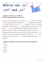 Vorschau - Arbeitsblätter - Wörter mit „tz“, „tzt“ und „zz“; Klasse 2 und 3, Rechtschreibung - Seite 3