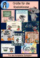 Vorschau - Bildkarten - Grußkarten Koalaklasse – Klassentier Koala zu Ostern, Weihnachten, Halloween, Neujahr & Ferien - Deckblatt