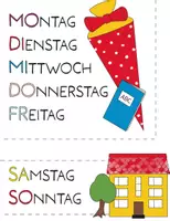 Vorschau - Mal- und Bastelvorlagen - Minibuch „Die Wochentage“ zum Text lernen, singen und ausmalen - Seite 1