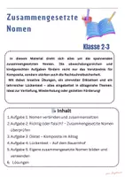 Vorschau - Stationenlernen - Zusammengesetzte Nomen Klasse 2&3 Rechtschreibung - Deckblatt