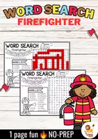 Aperçu - Feuilles d'exercices - Word Search Puzzle (Firefighter) | Community Helpers Anglais - Page de couverture