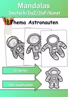 Vorschau - Mal- und Bastelvorlagen - Mandalas Thema Astronauten - Grundschule - Bastelvorlagen - Deckblatt