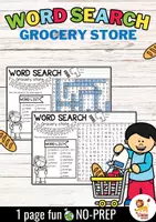 Aperçu - Feuilles d'exercices - Word Search Puzzle (Grocery store) | Community Helpers 2 Anglais - Page de couverture