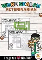 Aperçu - Feuilles d'exercices - Word Search Puzzle (Veterinarian) | Community Helpers 2 Anglais - Page de couverture