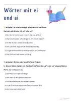 Vorschau - Arbeitsblätter - Wörter mit ei ai - Klasse 2&3, Rechtschreibung - Seite 1