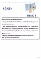 Vorschau - Stationenlernen - Wortarten: Nomen Übungen Klasse 2–3 / Großschreibung, Artikel, Deklination, Lückentexte + Lösungen - Deckblatt
