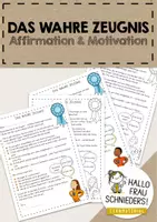 Vorschau - Mal- und Bastelvorlagen - Das wahre Zeugnis – Affirmationen, Mutmacher, Feriengeschenk/-gruß - Deckblatt