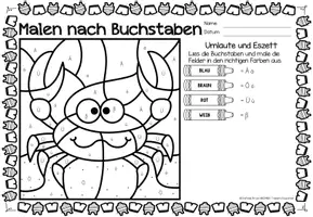 Vorschau - Stationenlernen - Malen nach Buchstaben - Alphabet (Sommer) DAF DAZ - Seite 2