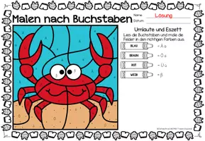 Vista previa - Hojas de trabajo - Malen nach Buchstaben - Alphabet (Sommer) Jahreszeiten Verano Estaciones Alemán - página 3