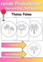 Vorschau - Arbeitsblätter - runde Prickelbilder / Fensterbilder Thema Palmen - Grundschule - Bastelvorlagen - Deckblatt