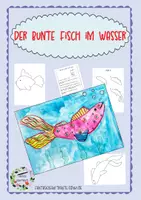 Vorschau - Mal- und Bastelvorlagen - Fertige Kunststunde: Der Bunte Fisch im Wasser - Seite 1
