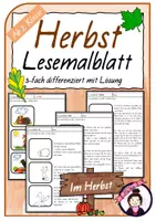 Vorschau - Arbeitsblätter - Lesemalblatt Herbst | 3fach differenziert - Deckblatt