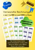 Vorschau - Arbeitsblätter - Freebie: Verwandte Rechnungen (+/-) im 100-/1 000-er Raum - Deckblatt