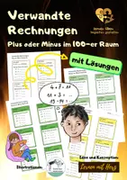Vorschau - Arbeitsblätter - Verwandte Rechnungen im Zahlenraum 100 (Plus /Minus) #silvesterknaller25 - Deckblatt