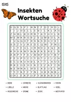 Vorschau - Spiele - Wortsuchspiel/Wortsuche/Suchsel Insekten (Grundschule) - 4 Varianten - Seite 1