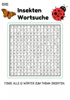 Vorschau - Spiele - Wortsuchspiel/Wortsuche/Suchsel Insekten (Grundschule) - 4 Varianten - Seite 2