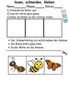 Vorschau - Spiele - Insekten Leserätsel - Lesen, schneiden, kleben - DaZ/DaF, Deutsch, Sachunterricht - Seite 1