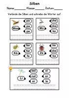 Vorschau - Arbeitsblätter - Insekten Silben/Wortschatz DaZ/DaF, deutsch - Seite 1