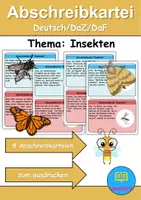 Vorschau - Unterrichtsreihen - Abschreibkartei Thema Insekten - DaZ/DaF, Deutsch (schreiben) - Deckblatt