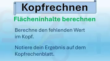 Vorschau - Arbeitsblätter - Kopfrechnen Flächeninhalte berechnen Niveau 2 Präsentation - Seite 2