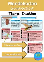 Vorschau - Spiele - Wendekarten/Lesekarten Insekten - DaZ/DaF, Deutsch - Deckblatt