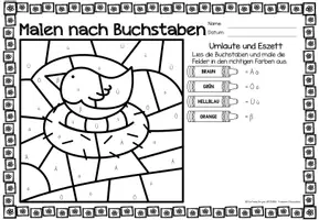 Aperçu - Feuilles d'exercices - Malen nach Buchstaben - Alphabet (Frühling) Jahreszeiten Printemps Saisons Allemand - Page 2